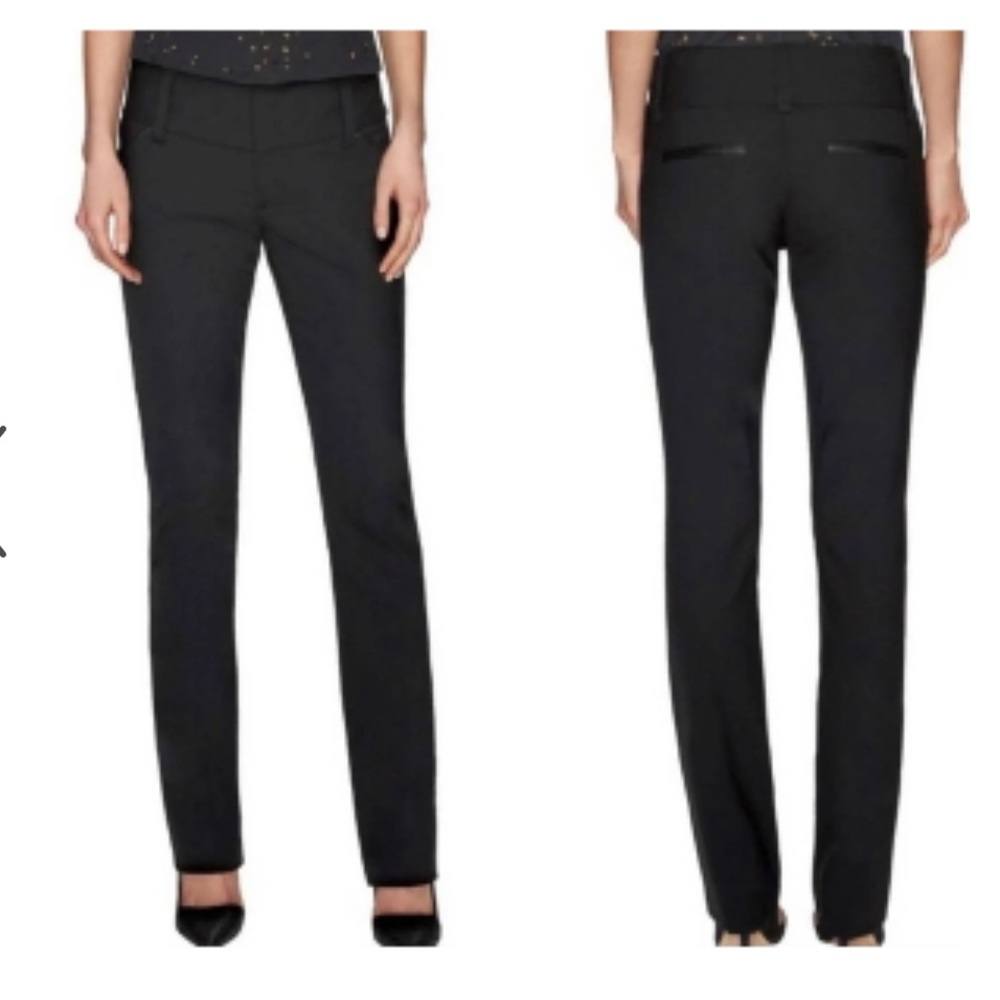 Alice + Olivia Straight Leg Wool Leather detail  Pants size 2